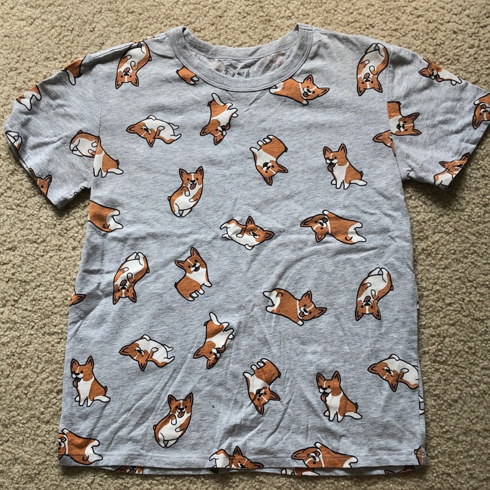 Zoe and Liv Corgi grey cropped t-shirt